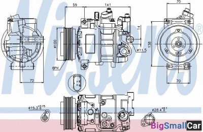 Компрессор кондиционера nissens 89052 Шкив 100мм - купить Москве